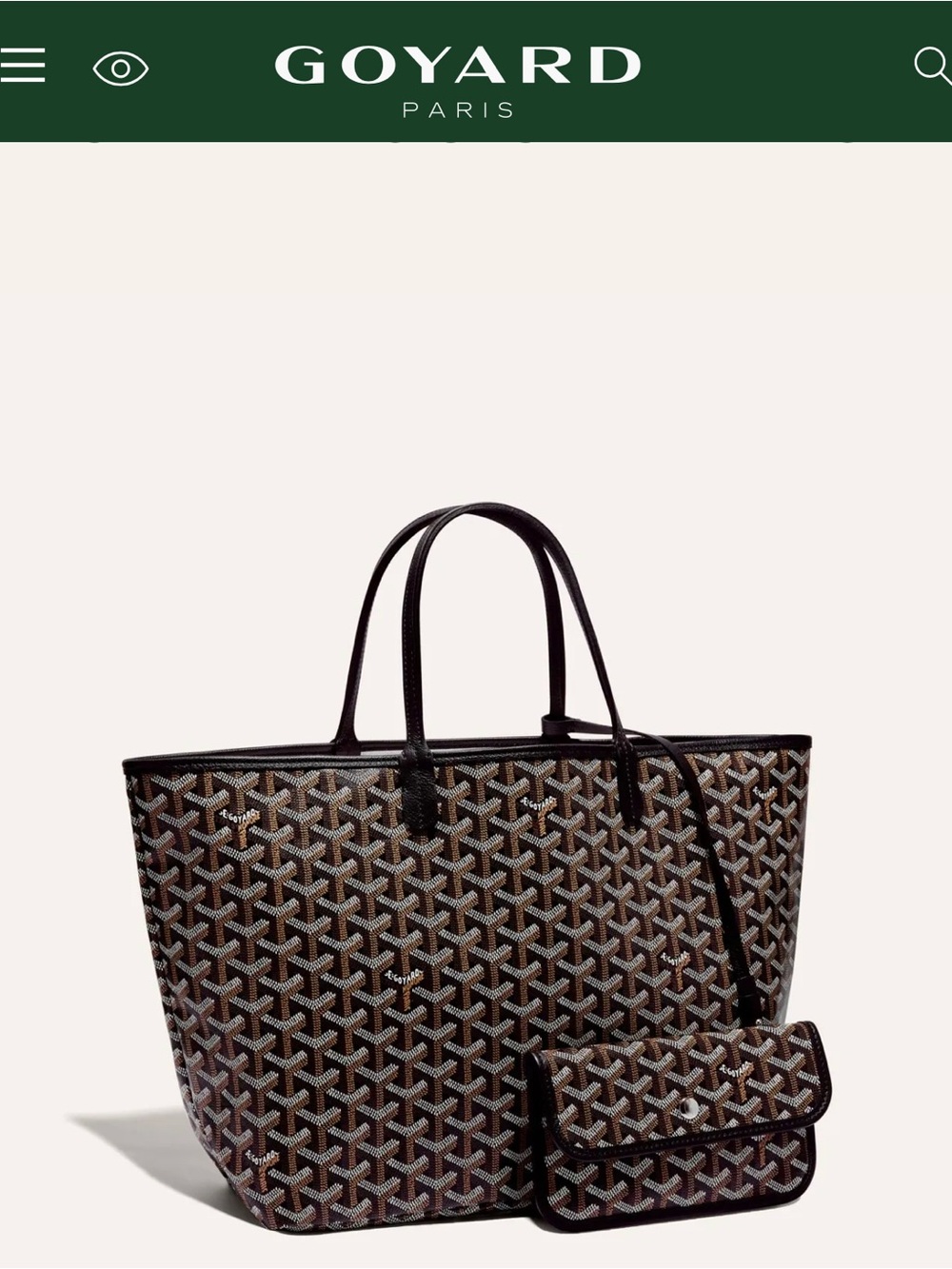 Goyard Brown and Black Goyardine St. Louis Tote with Pouch